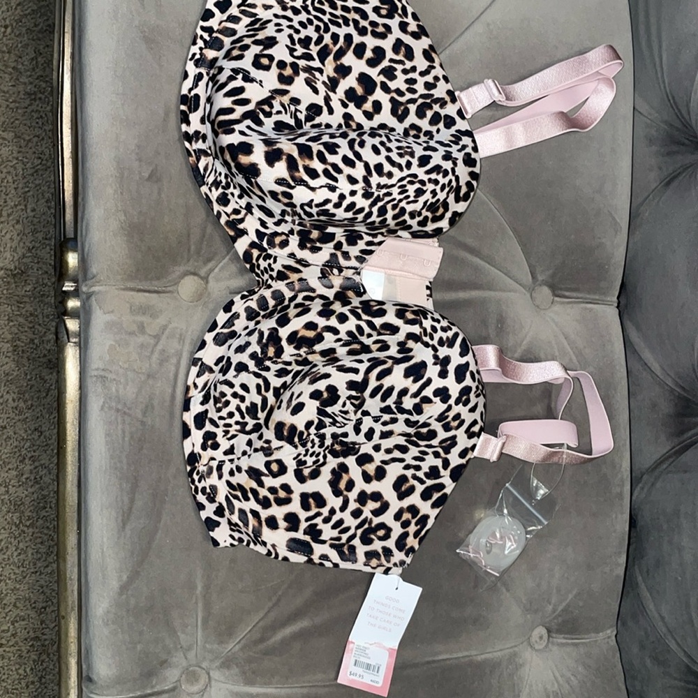 Lane Bryant Leopard Print Bra with Pink Straps